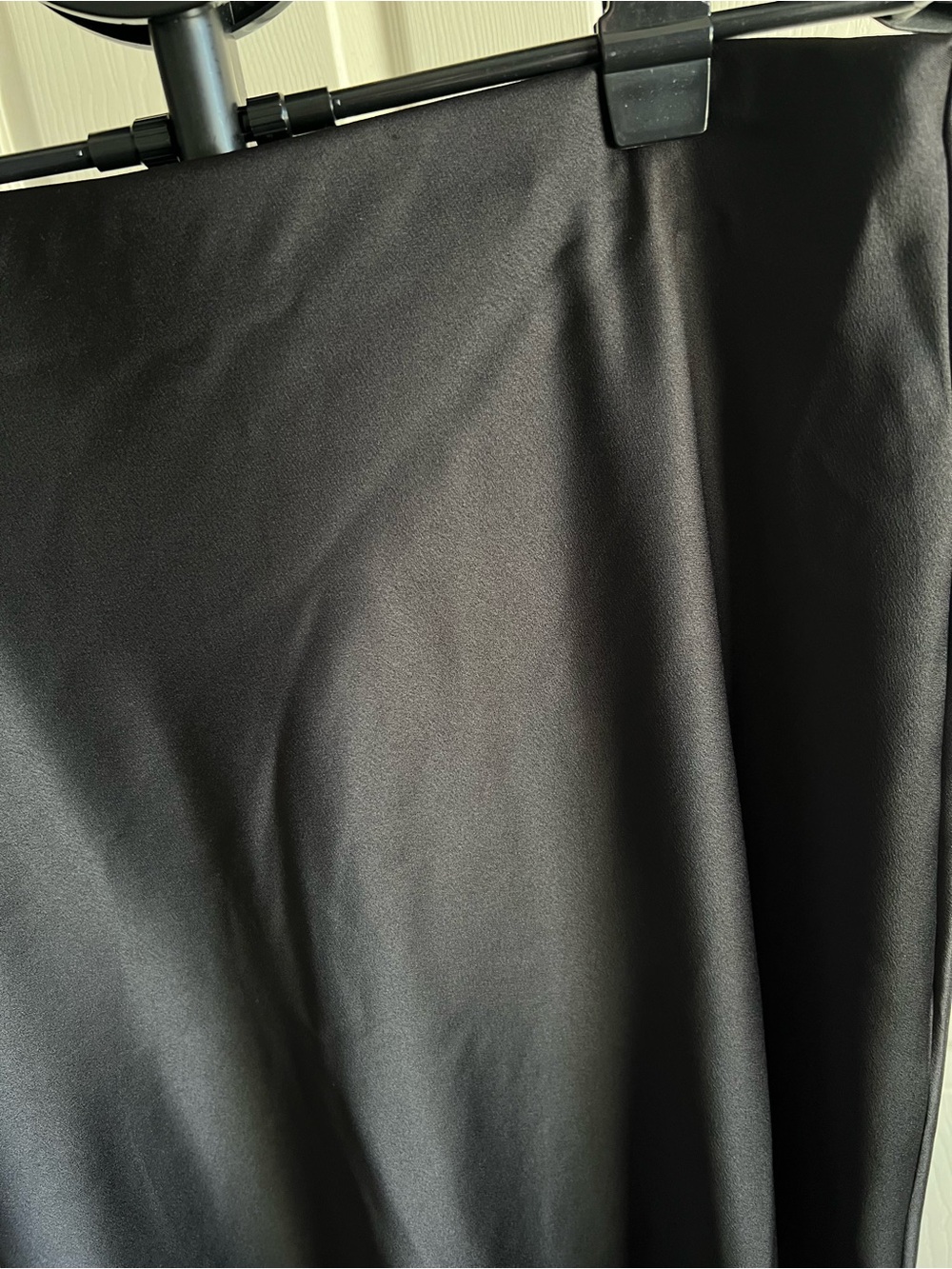 Satin Black Midi Slip Skirt with Lace Hem - Picture 7 of 10